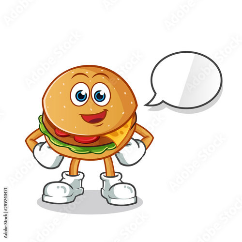 burger talking cartoon vector mascot illustration