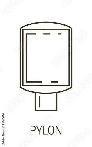 Pylon isolated line icon, exterior or interior advertising banner