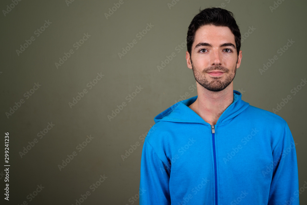 Face of young handsome man ready for gym Face of young handsome man ready for gym