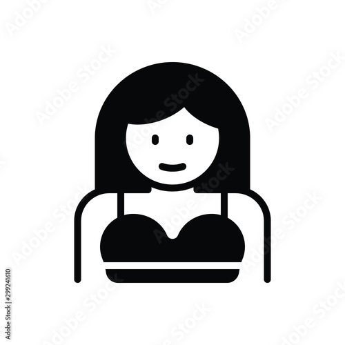 Black solid icon for girl 
