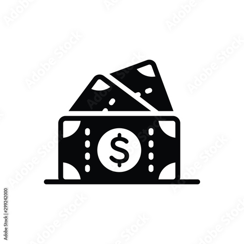 Black solid icon for cash 