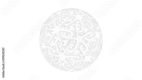 3d rendering of a decorative sphere ornament pattern isolated in white