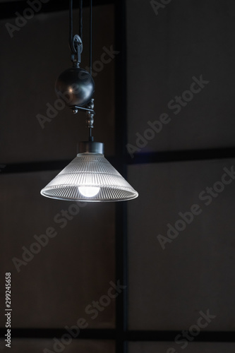 Vintage metal and glass ceiling lamp lighting blubs concept interior modern