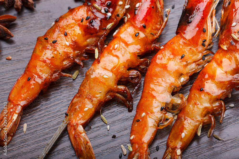 Grilled shrimp kebabs, northeast China barbecue Grilled shrimp kebabs, northeast China barbecue