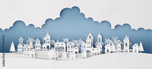 Winter Cityscape with Cloudy Sky