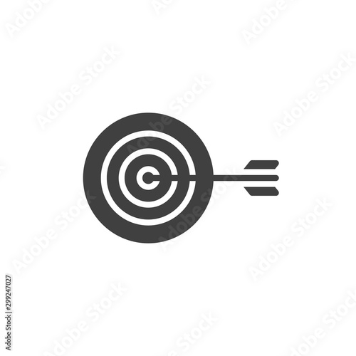 Target with dart vector icon. filled flat sign for mobile concept and web design. Target and arrow glyph icon. Symbol, logo illustration. Vector graphics