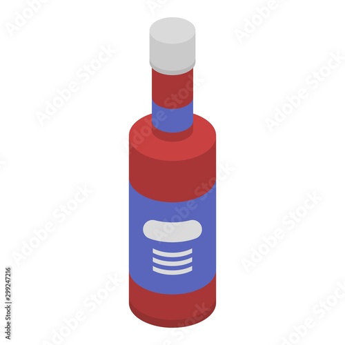 Red sauce bottle icon. Isometric of red sauce bottle vector icon for web design isolated on white background