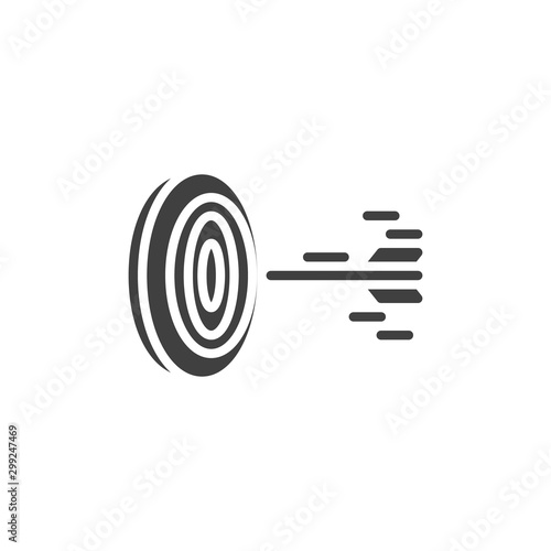 Arrow hit target vector icon. filled flat sign for mobile concept and web design. Arrow fly in target centre glyph icon. Symbol, logo illustration. Vector graphics