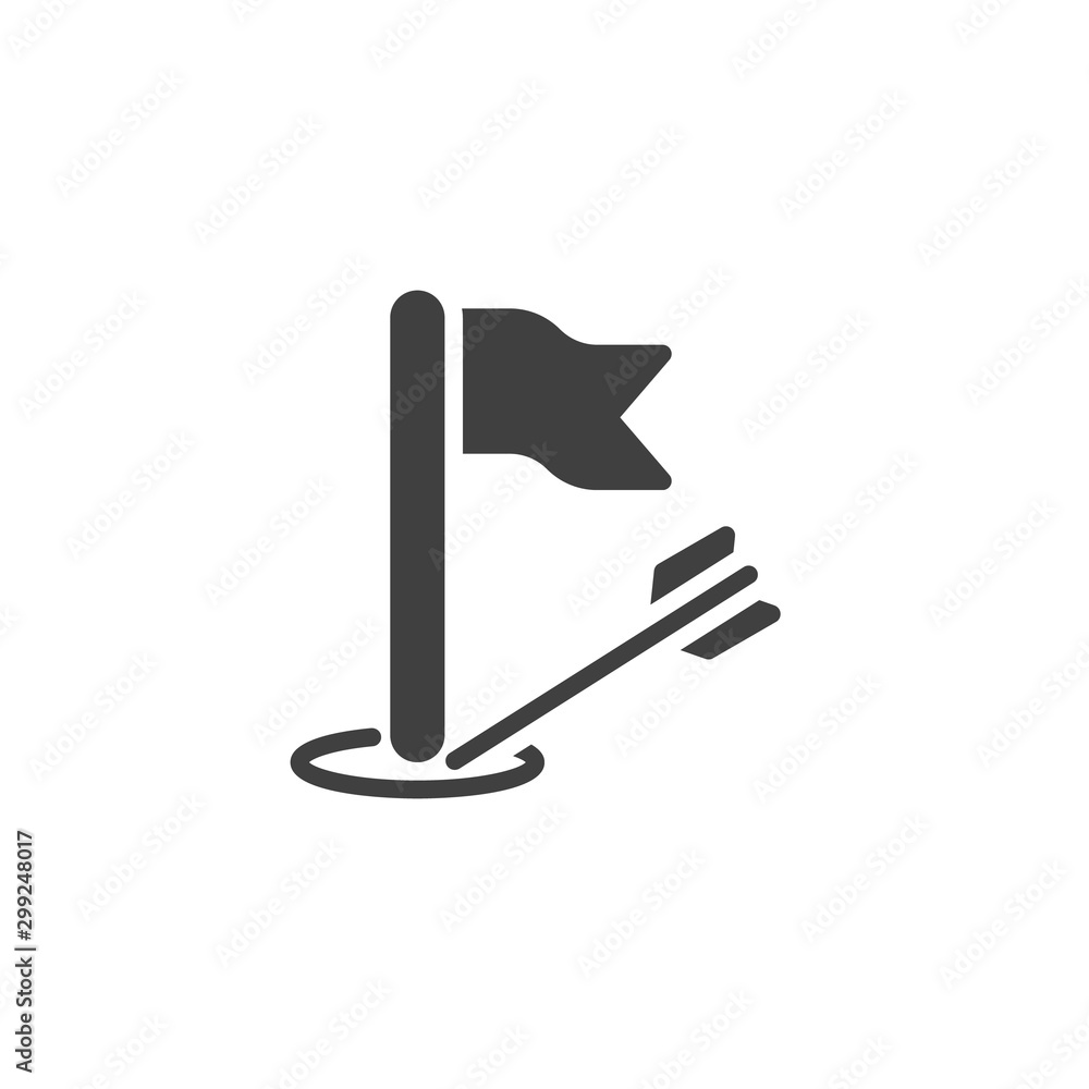 Golf flag arrow vector icon. filled flat sign for mobile concept and web design. Targeting golf hole glyph icon. Symbol, logo illustration. Vector graphics Golf flag arrow vector icon. filled flat sign for mobile concept and web design. Targeting golf hole glyph icon. Symbol, logo illustration. Vector graphics
