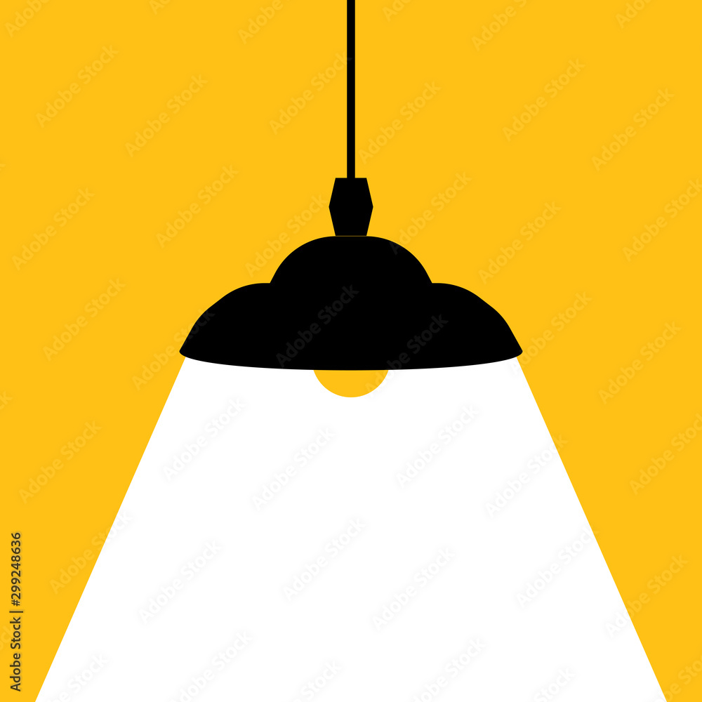 Hanging Lamp. Lamp bulb Icon with text area. Vector illustration. Stock