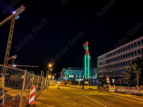 A construction site with colorful lights photo