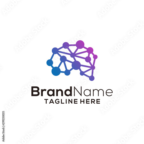 Brain technology logo vector template designs art