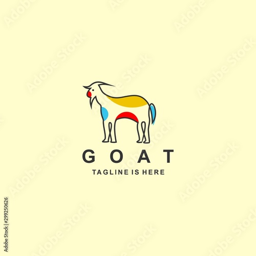 Goat logo with flat design