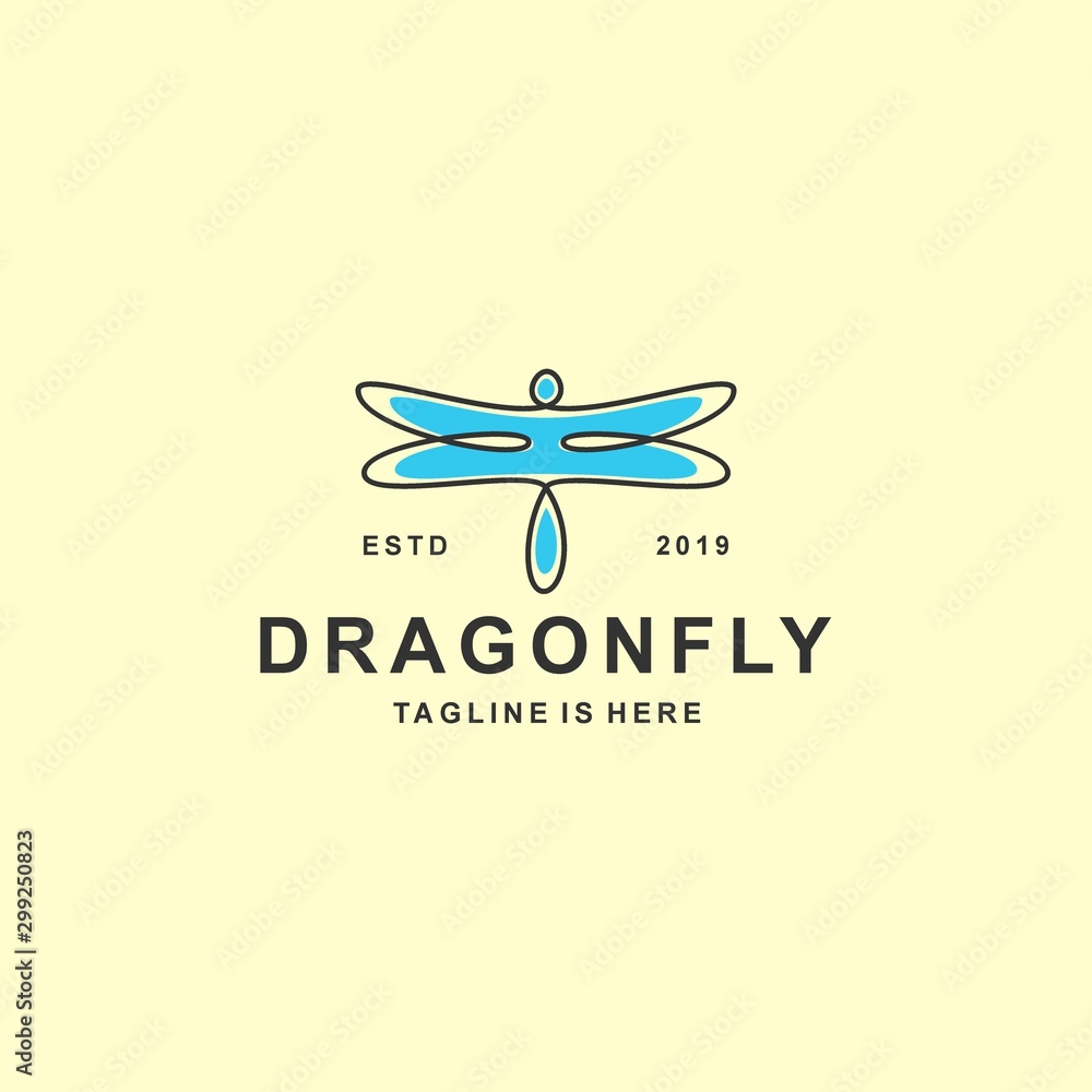 Dragon fly logo with flat design