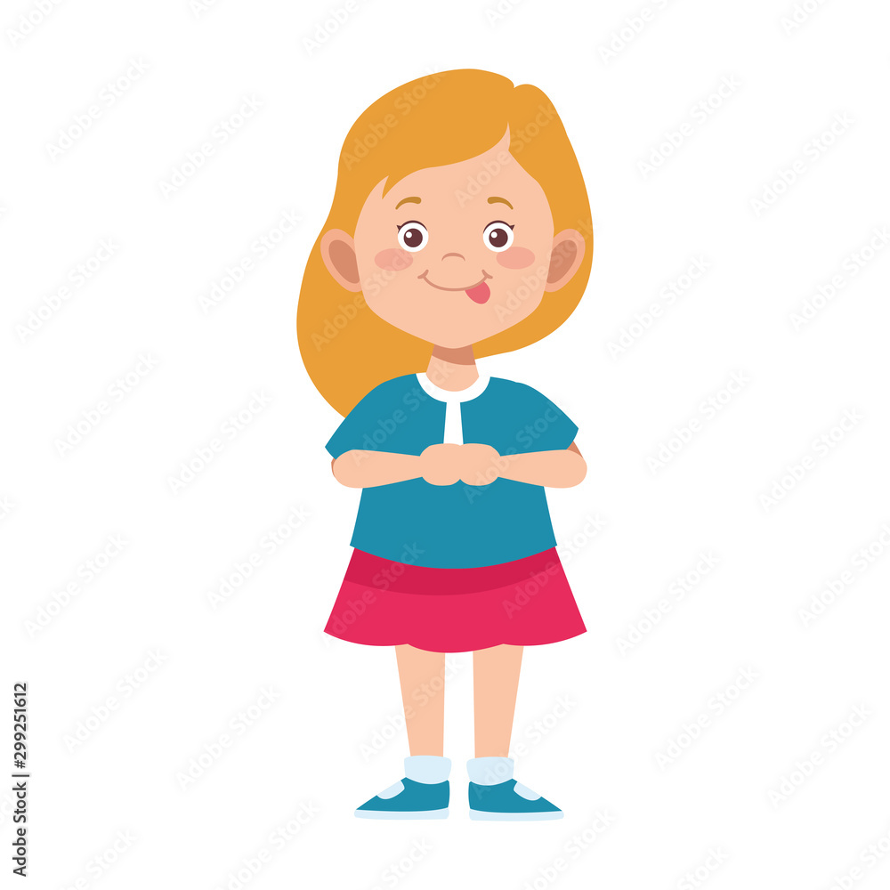 cartoon cute girl wearing skirt, flat design cartoon cute girl wearing skirt, flat design