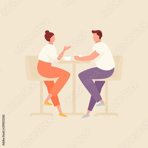 Couple in cafe vector illustration
