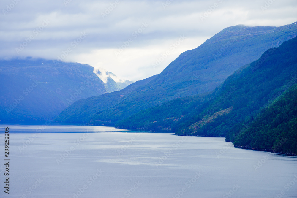 Fjord landscape, Saudafjord in Norway Fjord landscape, Saudafjord in Norway