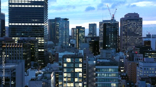 東京の夕景　空撮