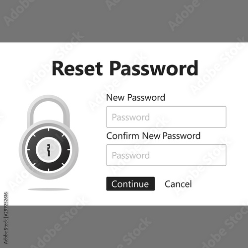 Reset Password Illustration Reset forgotten password vector concept Blue Background