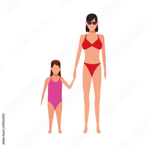 avatar woman and daughter wearing swimsuits