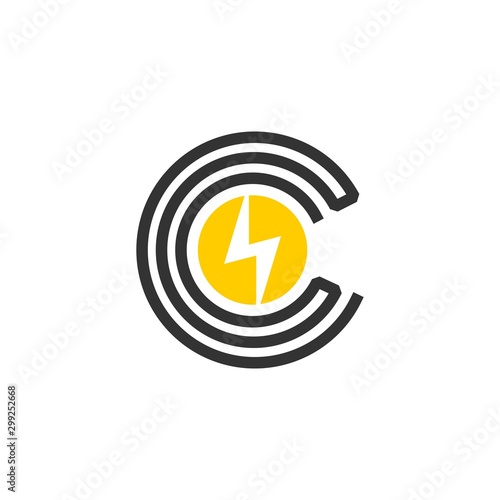 Letter C Bolt Power Creative Abstract Icon Logo Design Template Element Vector