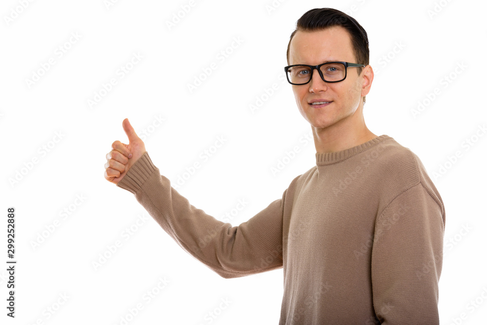 Portrait of young handsome man wearing eyeglasses Portrait of young handsome man wearing eyeglasses