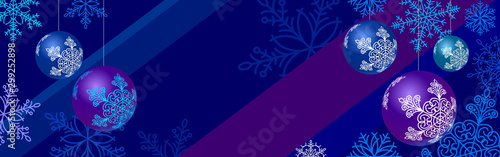 Christmas luxury background templates for postcards  websites  menus  booklets. Snowflakes  Christmas balls and toys  glitter. Dark blue  light blue  purple colors.