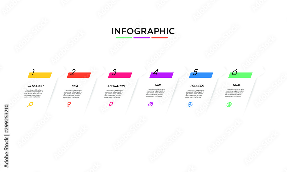 Vector simple line Infographic stack chart design with icons and 6 options or steps. for business concept. Can be used for presentations banner, workflow layout, process diagram, flow chart