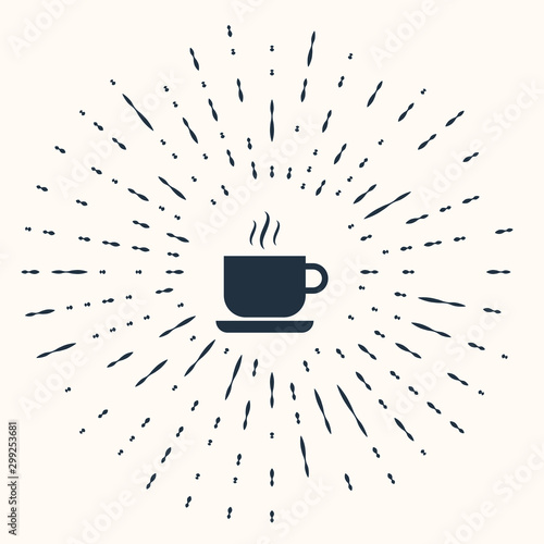 Grey Coffee cup icon isolated on beige background. Tea cup. Hot drink coffee. Abstract circle random dots. Vector Illustration