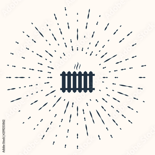 Grey Heating radiator icon isolated on beige background. Abstract circle random dots. Vector Illustration