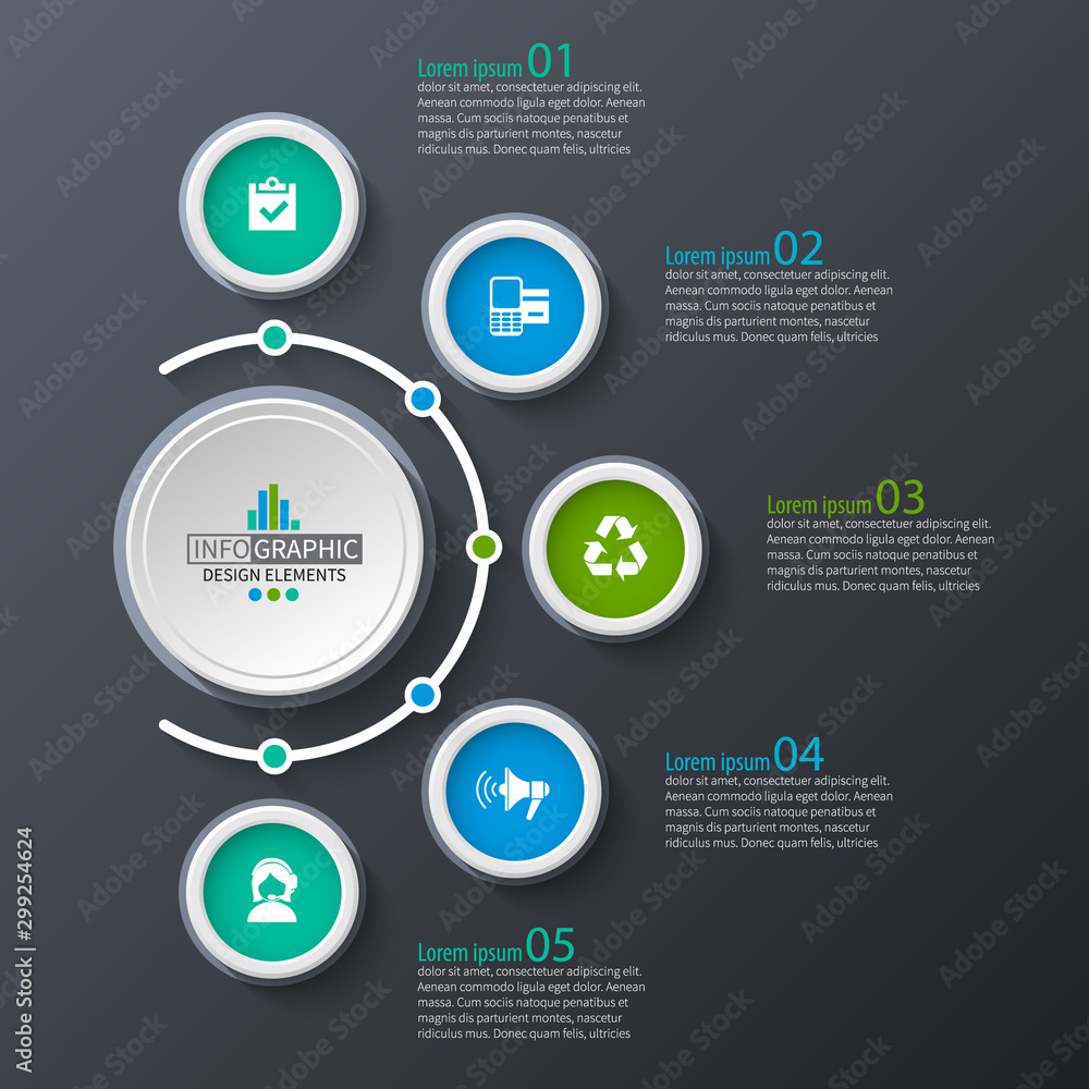 Fototapeta premium Abstract 3D Paper Infographics. Business template .Vector illustration