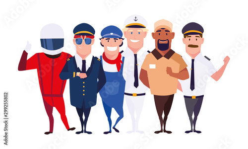 Isolated drivers persons vector design