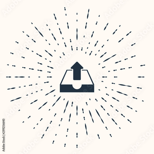 Grey Upload inbox icon isolated on beige background. Abstract circle random dots. Vector Illustration