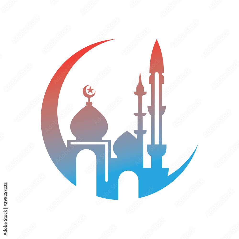Moslem mosque icon vector Illustration design template logo Moslem mosque icon vector Illustration design template logo