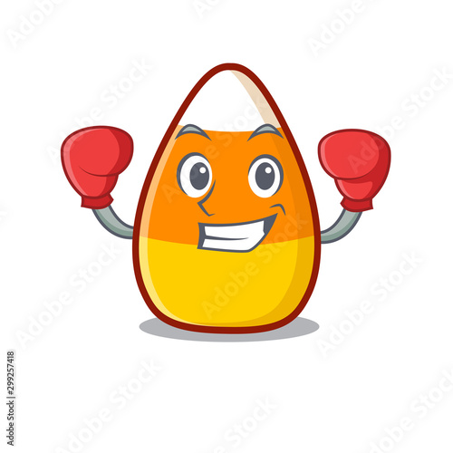 Boxing candy corn isolated with the cartoon