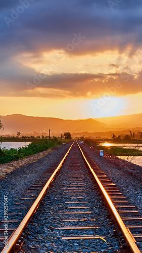 Railway at sunset, beautiful moment