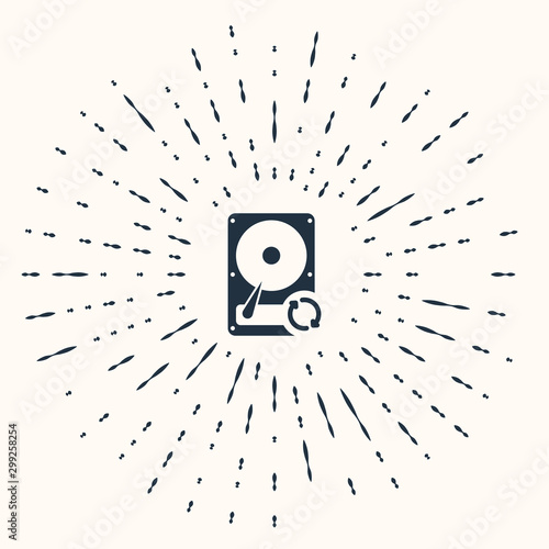 Grey Hard disk drive HDD sync refresh icon isolated on beige background. Abstract circle random dots. Vector Illustration