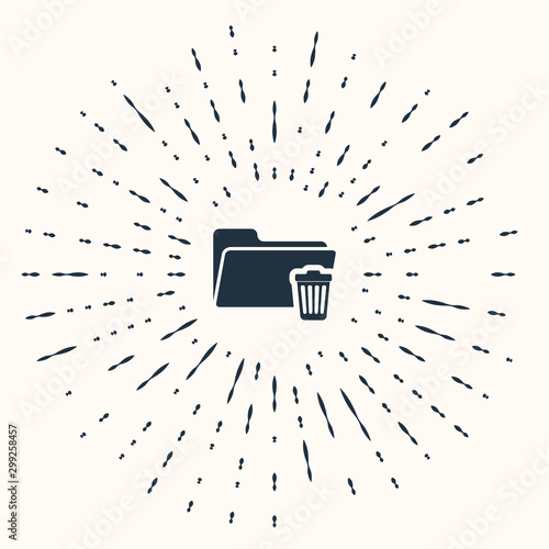 Grey Delete folder icon isolated on beige background. Folder with recycle bin. Delete or error folder. Close computer information folder. Abstract circle random dots. Vector Illustration