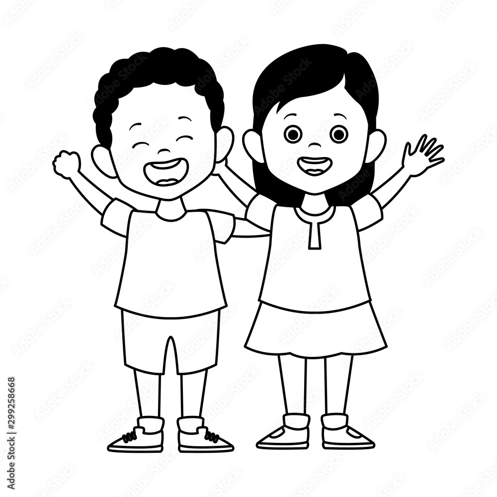 cartoon happy couple of boy and girl cartoon happy couple of boy and girl
