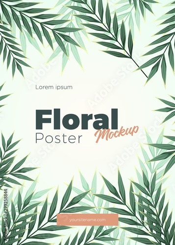 Bright tropical background with jungle plants. Exotic pattern with tropical leaves