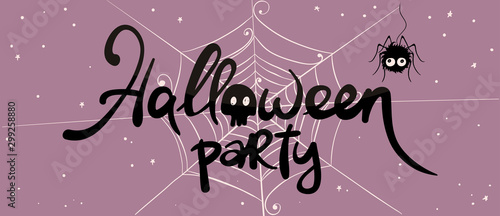 Halloween party banner / Funny vector illustration, narrow print