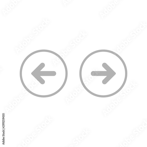 Set of arrows. blue left and right rounded arrows in blue circle icons. Isolated on white. Continue icon.
