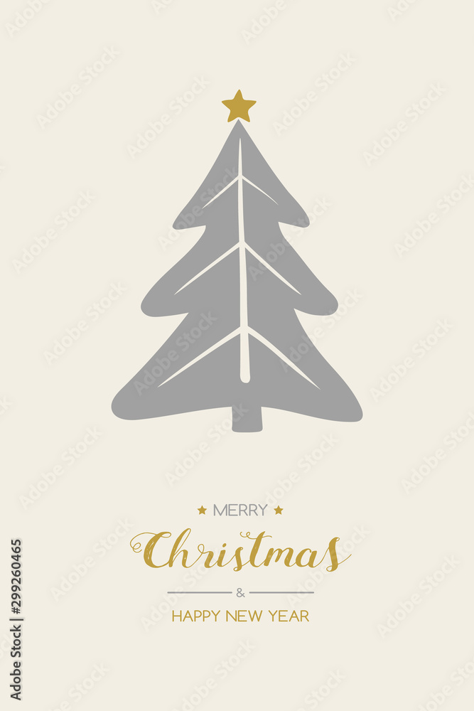 Merry Christmas and Happy New Year. Xmas greeting card with abstract tree and wishes. Vector Merry Christmas and Happy New Year. Xmas greeting card with abstract tree and wishes. Vector