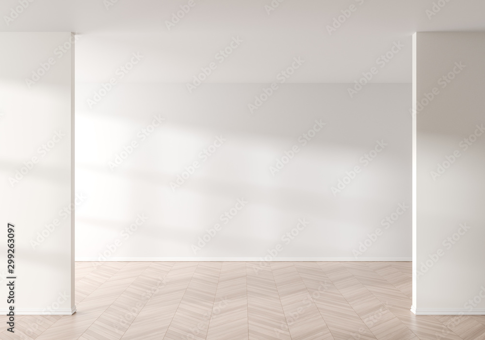Empty wall mock up in modern style interior. Empty interior. 3D illustration. - obrazy, fototapety, plakaty 