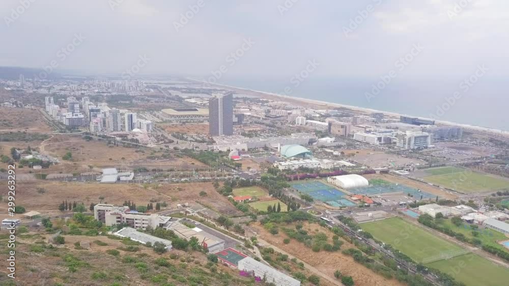 Israel, Haifa Southern District. Aerial panoramic view on a cloudy day. Israel, Haifa Southern District. Aerial panoramic view on a cloudy day.