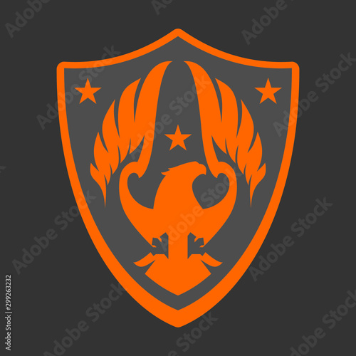 Creative Pheonix or Eagle Heraldic Shield Logo Design