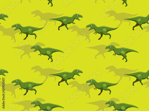 Tyrannosaurus Rex Running Cartoon Cute Seamless Pattern Wallpaper-01