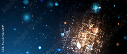 Abstract circuit board futuristic technology processing background
