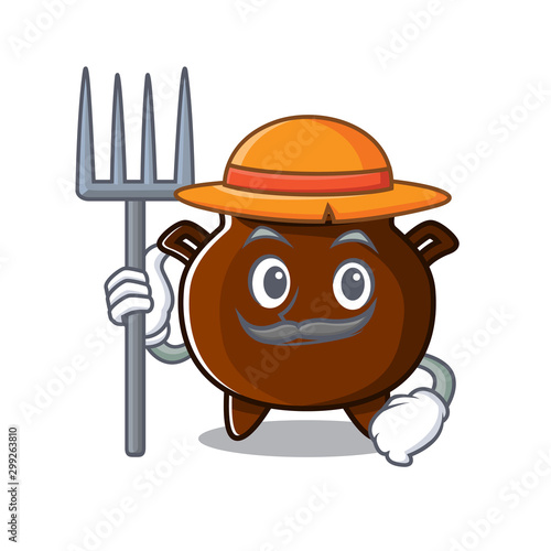Farmer cauldron with in the isolated cartoon