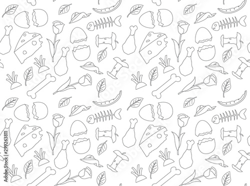 Organic Waste Drawing Outline Seamless Pattern Wallpaper-01